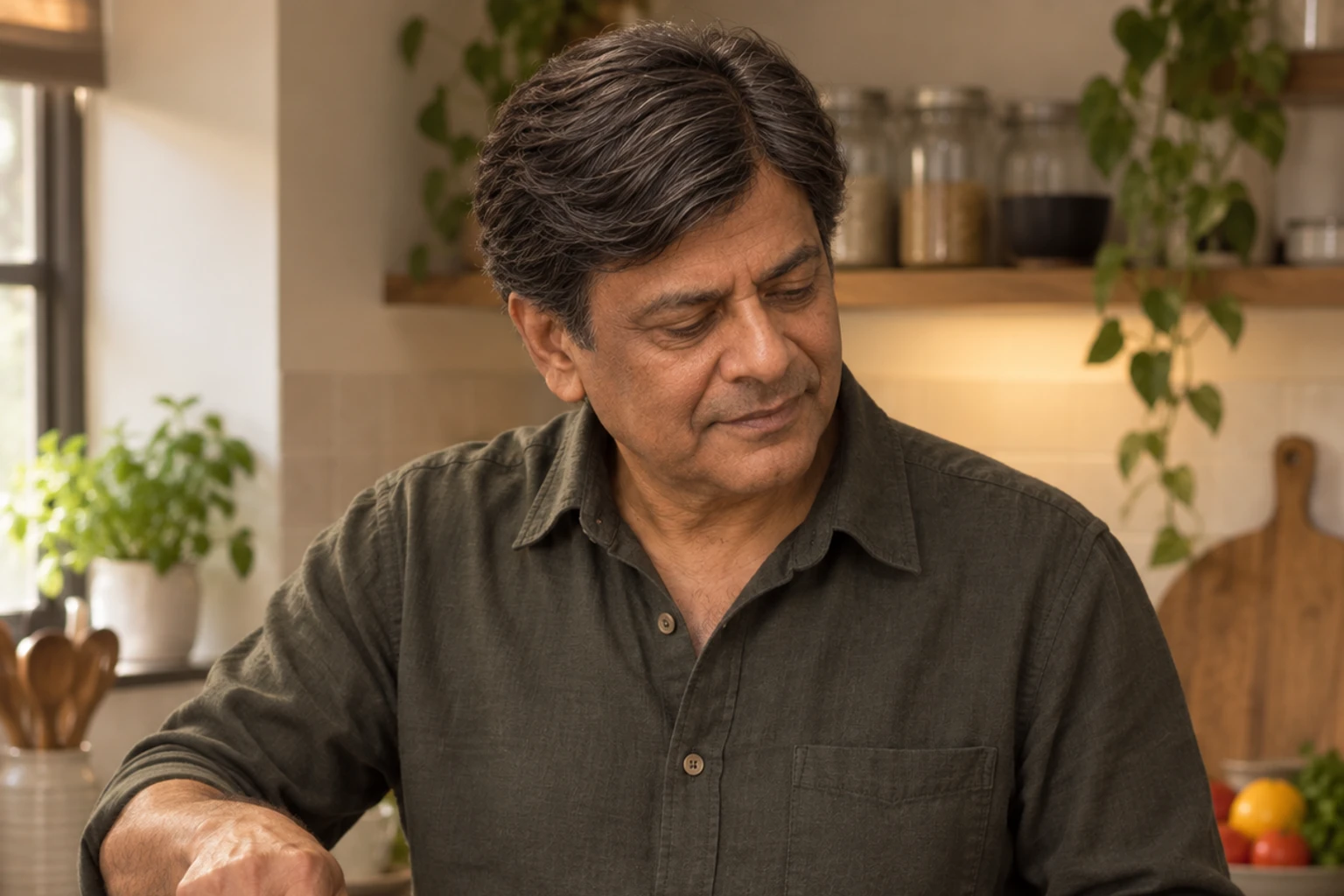 A man cooking at home.