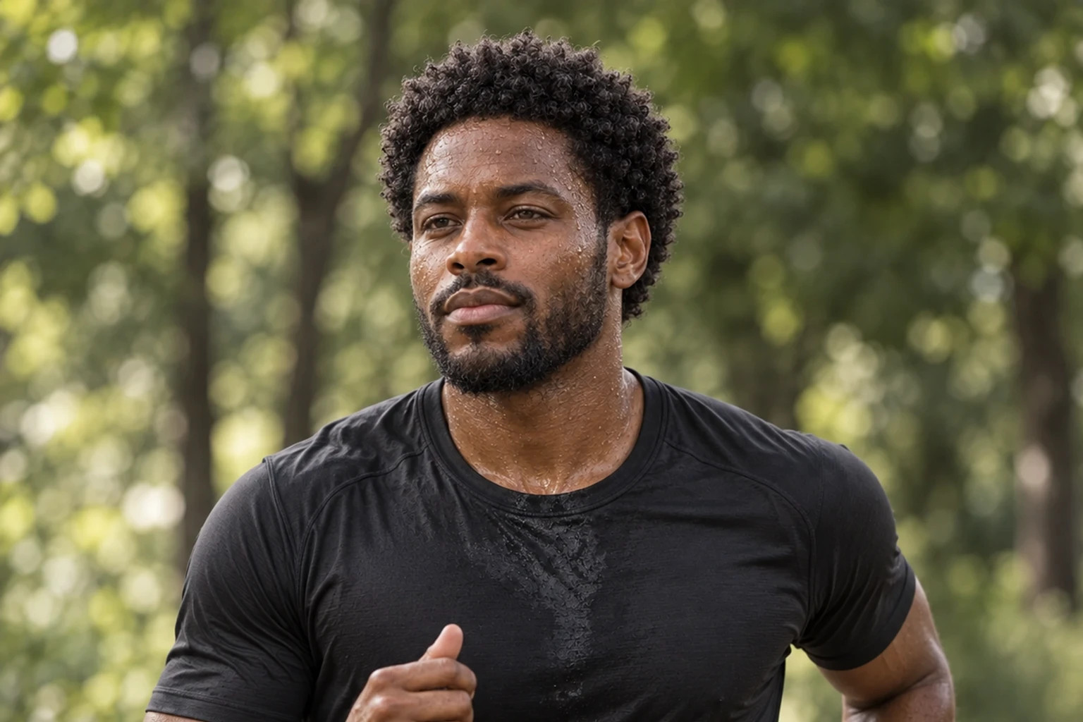 A man running outdoors.
